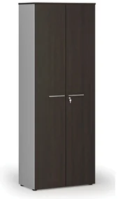 Kancelárska skriňa s dverami PRIMO GRAY, 800 x 420 x 2128 mm, sivá/wenge