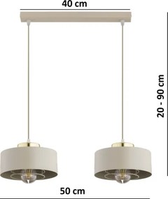 Brilagi - Závesné svietidlo na lanku SPRING 2xE27/60W/230V béžová/zlatá