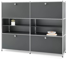 Kovová komoda »CN3« so 4 výklopnými priečinkami, šedá