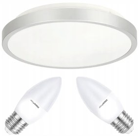 BERGE Stropné LED svietidlo SEMO-R SILVER - 2xE27 IP20 + 2x E27 10W sviečka - neutrálna biela