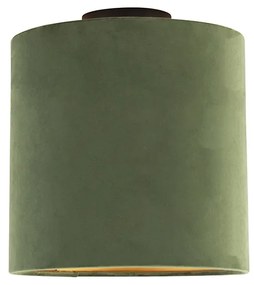 Stropné svietidlo s tienidlom z zamatu zelené so zlatom 25 cm - Combi Black