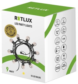 Retlux RGL 115 Party reťaz so žiarovkami, 10x LED žltá​, 5+3 m