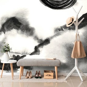 Samolepiaca tapeta čiernobiela japonská maľba - 150x100