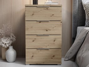 Nočný stolík/skrinka so 4 zásuvkami Smilla, výška 79 cm, dub artisan