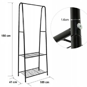 SONGOMICS stojan na oblečenie 150 cm - čierna farba