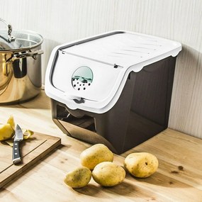 Orion Skladovací čierny box na cibuľu a zemiaky,zelené veko (12l)