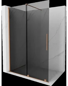 Mexen Velar sprchová stena pohyblivá Walk-in 130 x 200 cm, grafit 8 mm, brúsená meď - 871-130-000-43-65