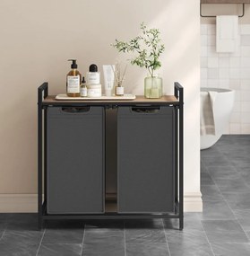 Koš na prádlo Vasagle Ovules 92 l šedý/hnědý