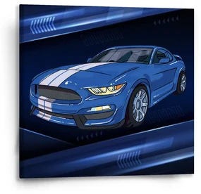 Sablio Obraz Mustang Modré pozadie s pruhmi - 50x50 cm