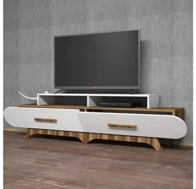 TV stolík/skrinka Florian (orech + biela). Akcia -20%. Vlastná spoľahlivá doprava až k Vám domov. 1088857
