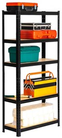 Set 2 kovových regálov 70x30x154 cm čierny