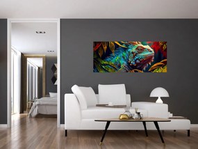 Obraz - Farebný leguán (120x50 cm)
