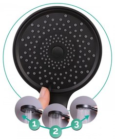 Erga Fanki, 3-funkčná ručná sprchová hlavica, čierna matná, ERG-YKA-BP.FANKI-BLK