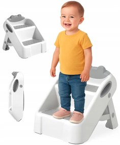 Skladacie detské schodíky 2-stupňové sivá