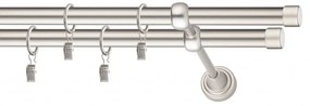 Dekorstudio Chrómová matná dvojradová garniža LUNA 19mm Dĺžka: 120cm, Typ uchytenia: Držiak dvojitý modern, Typ príslušenstva: Krúžky tiché so štipcami