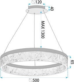 Toolight Toolight, LED závesné osvetlenie 50cm, 31W, 3000K, LHJ046-CP, zlatá lesklá, OSW-50021