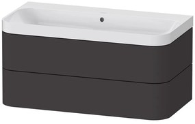 DURAVIT Happy D.2 Plus c-shaped závesná skrinka s nábytkovým umývadlom bez otvoru, 2 zásuvky, 975 x 490 x 480 mm, grafit super matná, HP4348N8080