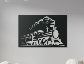 drevko Drevený obraz do detskej izby Parná lokomotíva Rozmer obrazu: 29,5 x 44,5 cm, Farba dekorácie: Čierna