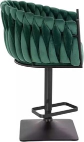 LuxuryForm DESIGN Barová stolička NORDEN VELUR na čiernej hranatej podstave - zelená