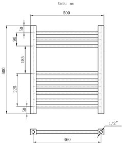 Erga Proper, vykurovacie teleso 600x500 mm, 302W, biela, ERG-LAV-PROP-6050-WH