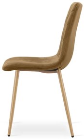 Set dvoch jedálenských stoličiek TURIN zamatové, hnedé / hnedé nohy (2 ks)