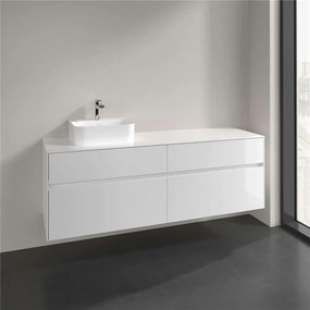 VILLEROY &amp; BOCH Collaro závesná skrinka pod umývadlo na dosku (umývadlo vľavo), 4 zásuvky, 1600 x 500 x 548 mm, Glossy White, C10500DH