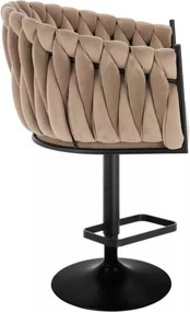 LuxuryForm DESIGN Barová stolička NORDEN VELUR na čiernom tanieri - latte