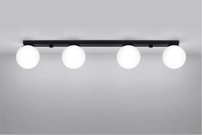 Čierne stropné svietidlo so skleneným tienidlom ø 12 cm Umerta – Sollux