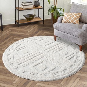 Dekorstudio Moderný okrúhly koberec FOCUS 777 krémový Priemer koberca: 120cm