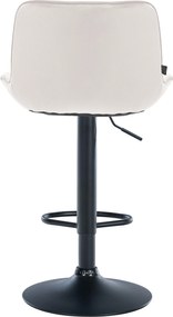 Barová stolička Vonore - zamat, čierny rám - Krémová