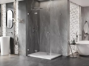 Mexen Lunar T, sklápací sprchový kút ľavý 125 x 110 cm, 8mm číre sklo, chrómový profil, 834T-125-110-01-00-L