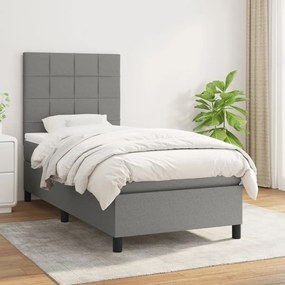 Boxspring posteľ s matracom tmavosivá 90x200 cm látka 3141746