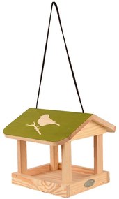 Závesné kŕmidlo pre vtáky Elisa, 19,5x24x24 cm, drevo, hnedá/zelená