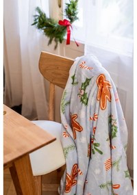 Modrá deka s vianočným motívom z mikroplyšu 130x170 cm Gingerbread – Catherine Lansfield