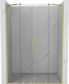 Mexen Velar Duo, posuvné dvere do otvoru 160x200 cm, 8mm číre sklo, zlatá matná, 871-160-000-02-55