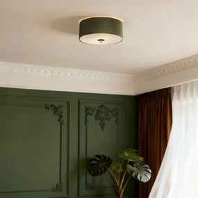 Rustikálne stropné svietidlo zelené 30 cm - Drum Jute