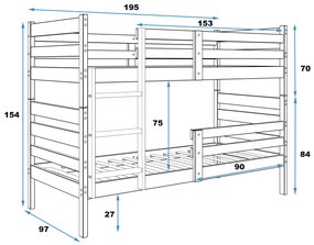 Poschodová posteľ s matracmi ERIK natural 190x90 borovica