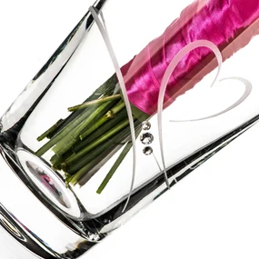 Dekorant svatby Svadobná kónická váza s menami zdobená Swarovski kamienkami Romance 25 cm