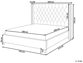 Zamatová posteľ 180 x 200 cm svetlosivá LUBBON Beliani