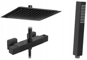 Kuchinox Cubi, sprchový set s termostatickou batériou a dažďovou sprchou, čierna, PKU_70TD