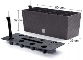 Samozavlažovací plastový kvetináč DRTC800 80 cm - hnedá