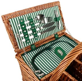 Arôme Piknikový kôš pre 4 osoby Zelené pruhy , 48x 33 x 25 cm