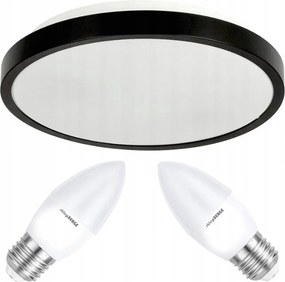LED stropné svietidlo 2xE27 IP20 LARI-R ČIERNA + 2xE27 10W teplá biela sviečka