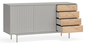 Nízka komoda v dekore duba v sivo-prírodnej farbe 159x80 cm Sierra – Teulat