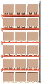 Paletový regál ULTIMATE, prídavná sekcia, 18 paliet, 6000x2750x1100 mm