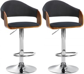 Design-Shop 2x Barová stoličkaNilse - látka, chróm rám - orech/čierna