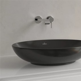 VILLEROY &amp; BOCH Loop &amp; Friends oválne umývadlo na dosku bez otvoru, s prepadom, 560 x 380 mm, Ebony, s povrchom CeramicPlus, 4A4700S5