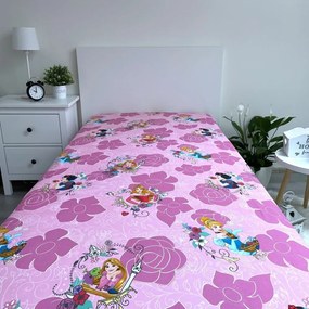 Ružová napínacia bavlnená detská plachta 90x200 cm The Pincesses "Pink" – Jerry Fabrics