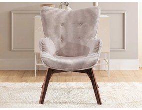 Svetloružové menčestrové kreslo s podnožkou Niko – Ropez