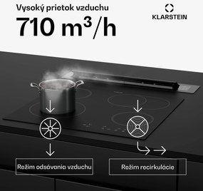 Klarstein Brisa digestor, výsuvný, 710 m³/h, A+, LED, 42 dB, režim odsávania/recirkulácie